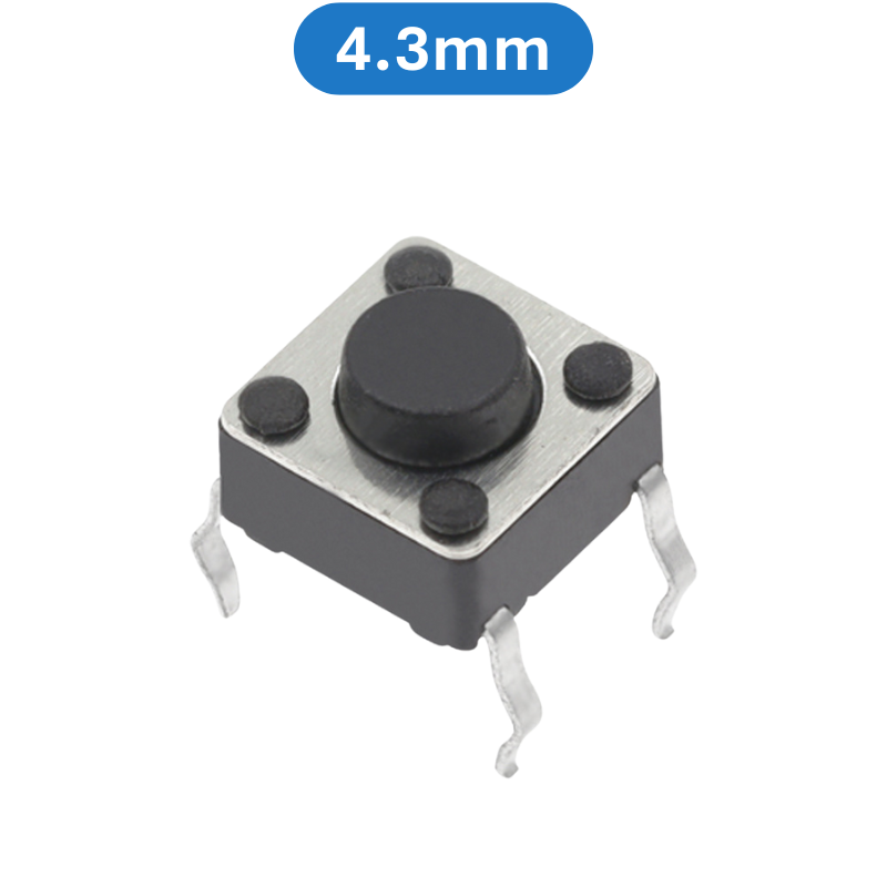 (20 Cái) Nút nhấn 6x6mm 4 chân cắm DIP cao 4.3 - 15mm