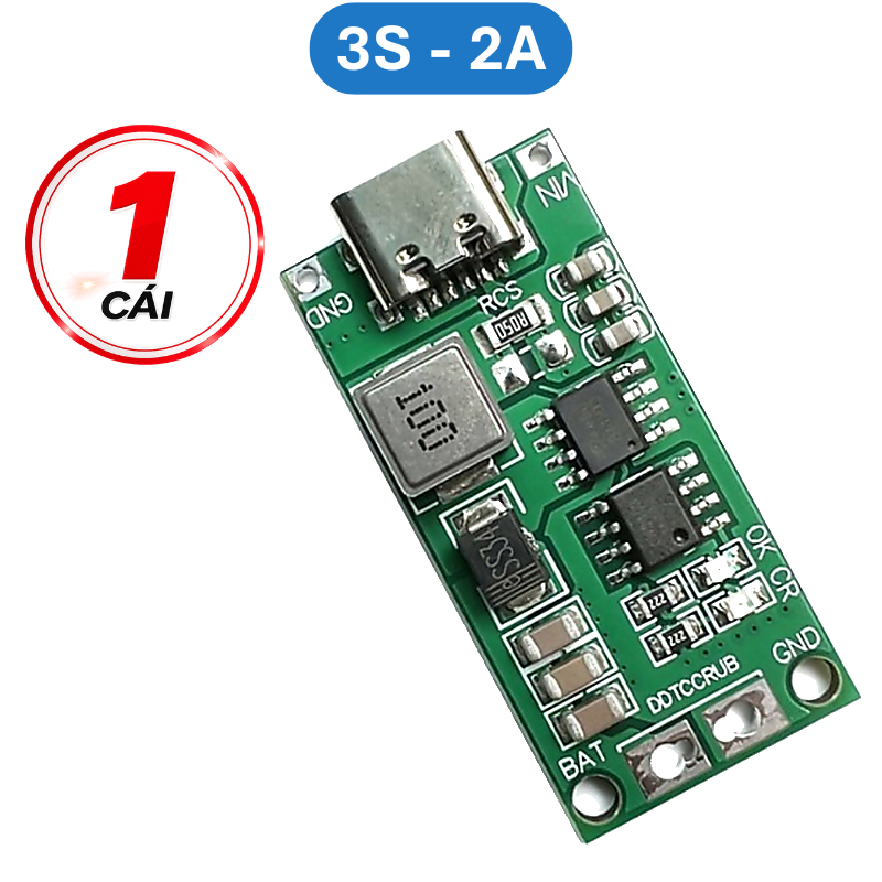 Mạch sạc cổng type C tăng áp dùng cho pin Lithium 3.7V 2S/3S/4S dòng sạc 1 - 4A