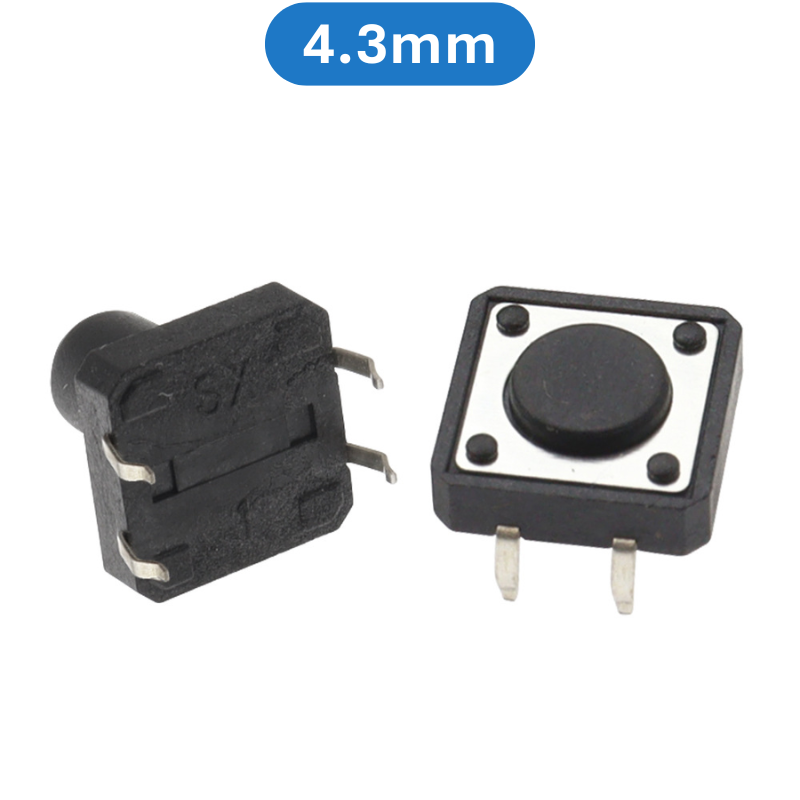 (20 Cái) Nút nhấn 12x12mm 4 chân cắm đứng cao 4.3 - 20mm