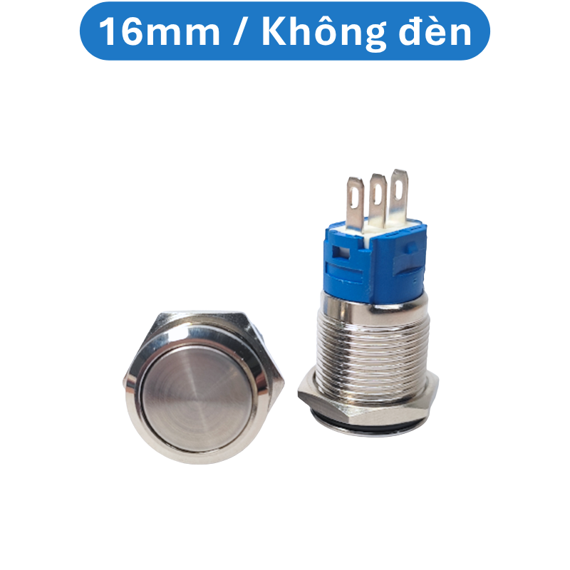 Nút nhấn chống nước đầu bằng ( Nhấn Nhả - Reset ) lỗ khoét 12mm/16mm/19mm/22mm