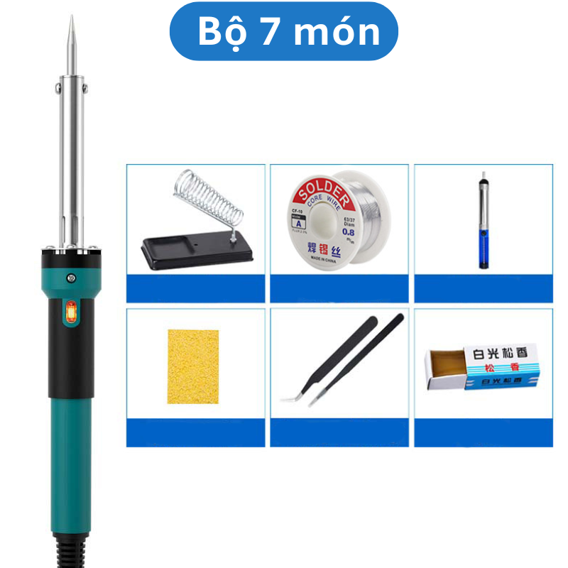 Bộ mỏ hàn thiếc 60W 220V, thiếc hàn, kệ hàn, nhựa thông