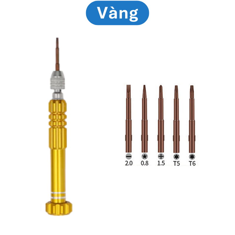 Tua vít 5 đầu sửa chữa điện thoại đa năng (5 đầu vít để trong thân tua vít)