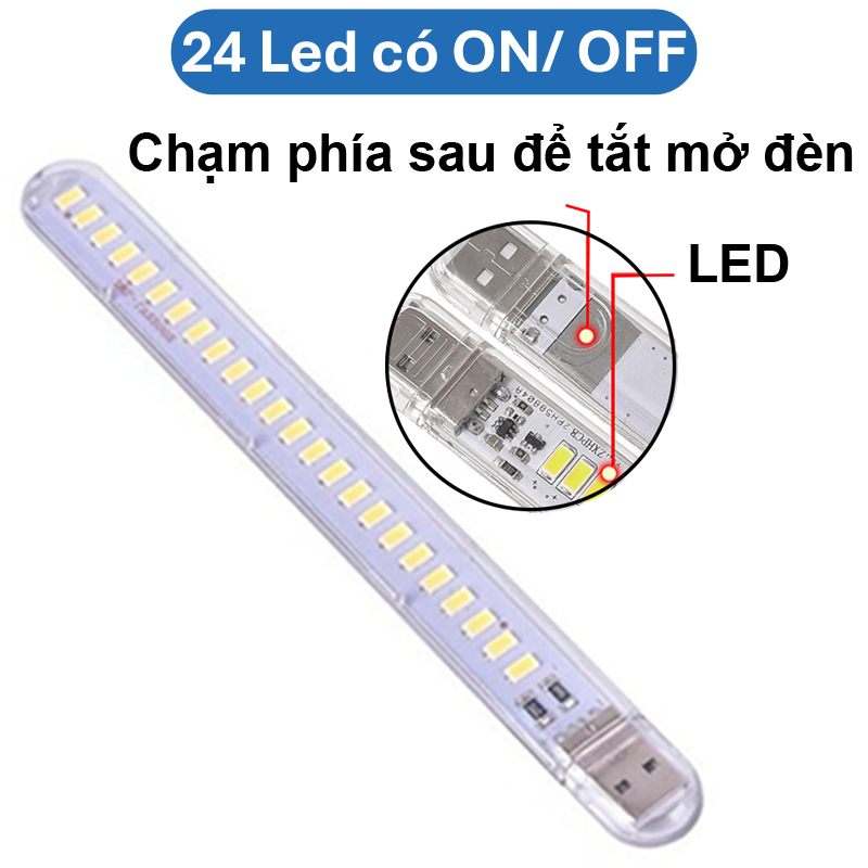 Đèn Led siêu sáng 5V, cáp kim loại, cáp on off