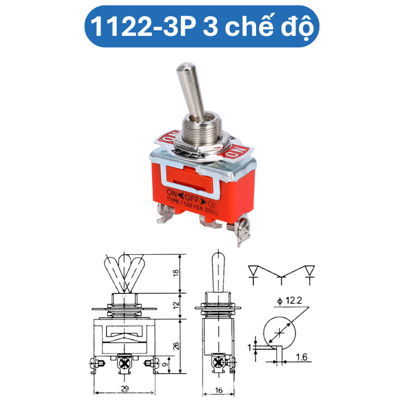 Công tắc Toggle, Công tắc gạt E-TEN loại lớn lỗ khoét 12mm
