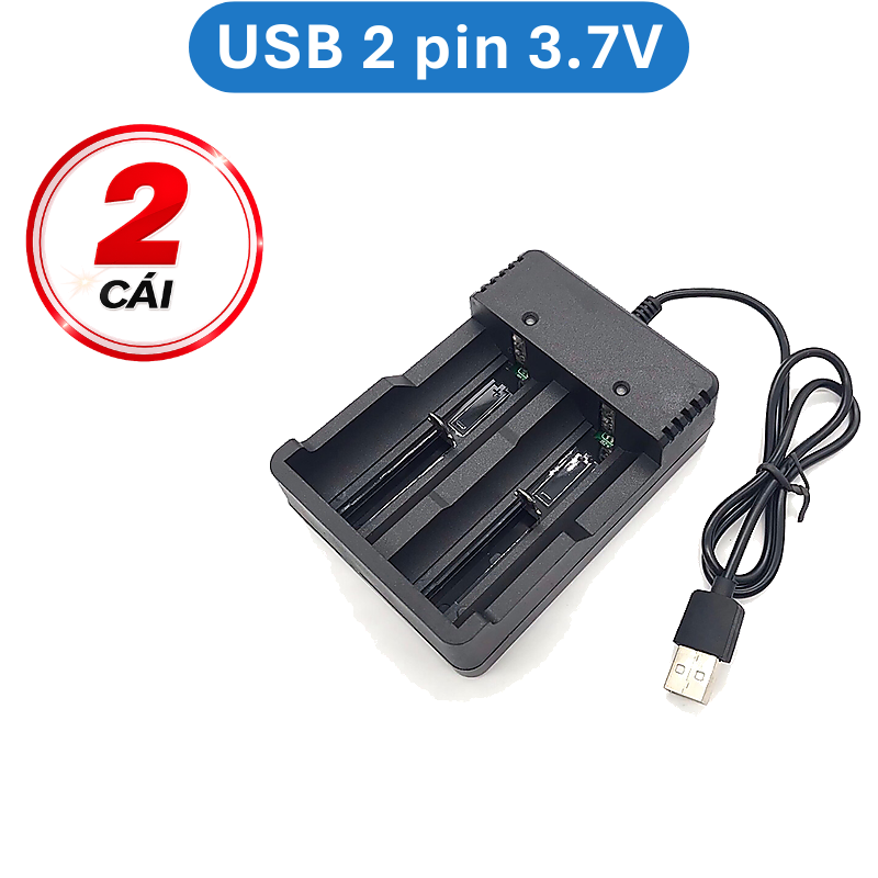 Dock sạc, bộ sạc pin 3.7V 18650, 14500, 16340 dùng cổng USB hoặc nguồn 220V