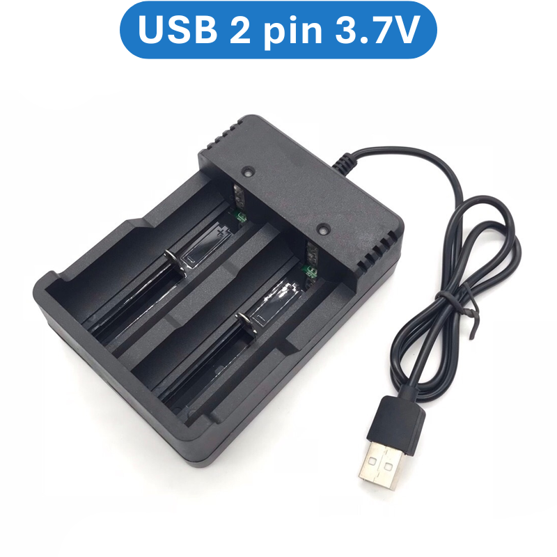 Dock sạc, bộ sạc pin 3.7V 18650, 14500, 16340 dùng cổng USB hoặc nguồn 220V