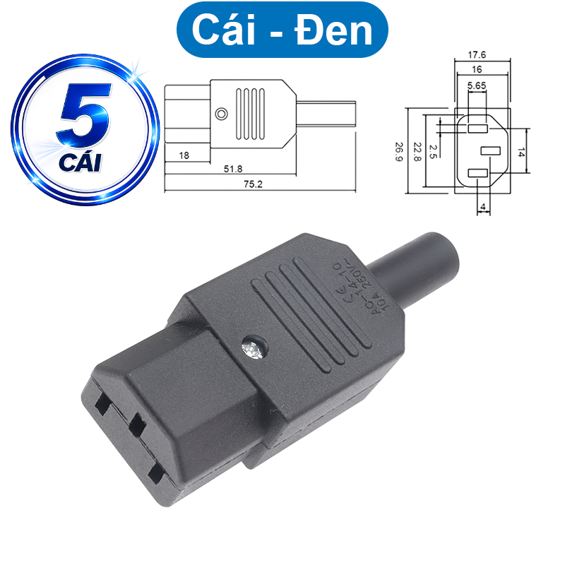 Đầu nối nguồn AC tải 10A vặn vít dây chịu tải tốt cho máy móc thiết bị điện