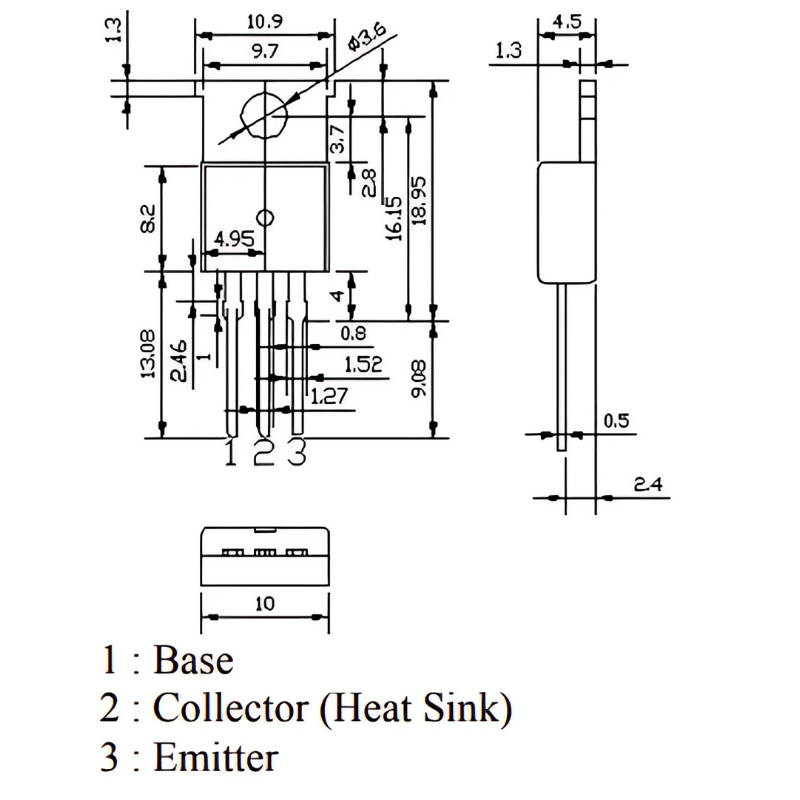 Transistor BJT NPN H1061, D880Y, TIP31, TIP41… chân cắm TO-220