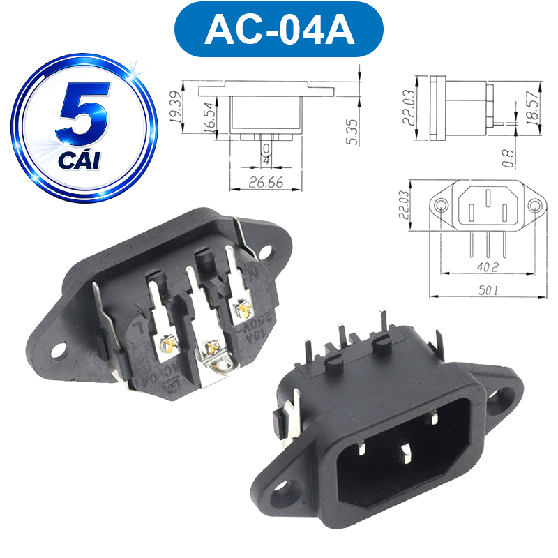 Đầu nối nguồn, jack cắm AC hàn dây chịu tải tốt cho máy móc thiết bị điện