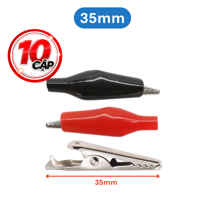 Kẹp cá sấu 1 cặp đỏ đen 5A
