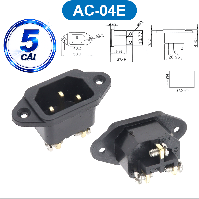 Đầu nối nguồn, jack cắm AC hàn dây chịu tải tốt cho máy móc thiết bị điện