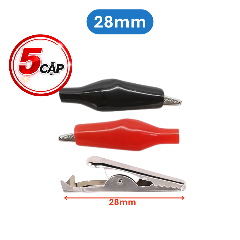 Kẹp cá sấu 1 cặp đỏ đen 5A