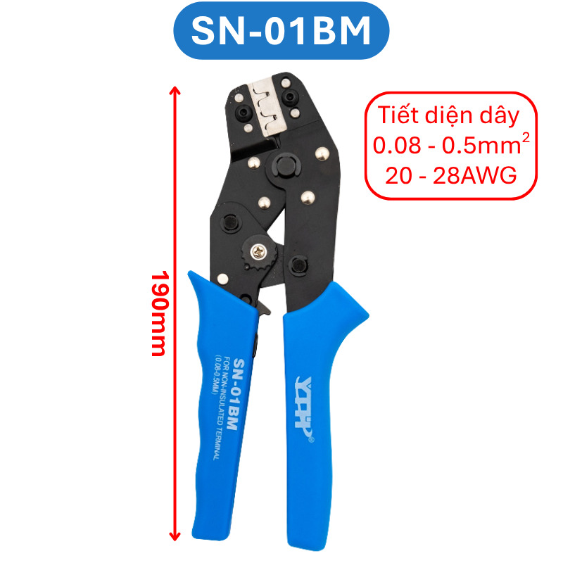 Kìm bấm cos ghim YTH dây điện từ 30AWG-10AWG