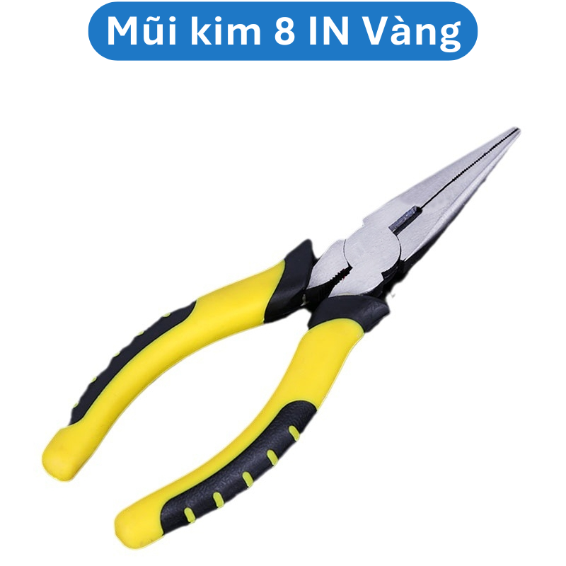 Kìm cắt dây, mũi kim, đầu bằng loại lớn SUPER đen vàng