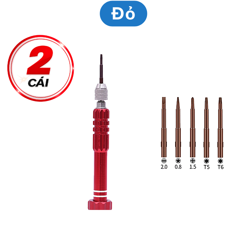 Tua vít 5 đầu sửa chữa điện thoại đa năng (5 đầu vít để trong thân tua vít)