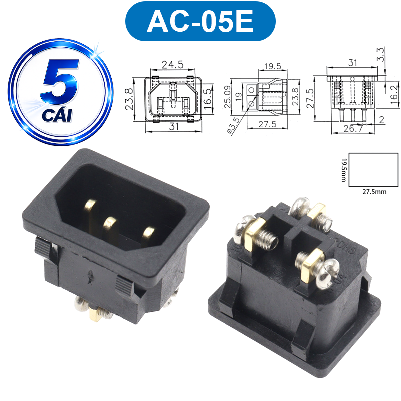 Đầu nối nguồn, jack cắm AC hàn dây chịu tải tốt cho máy móc thiết bị điện