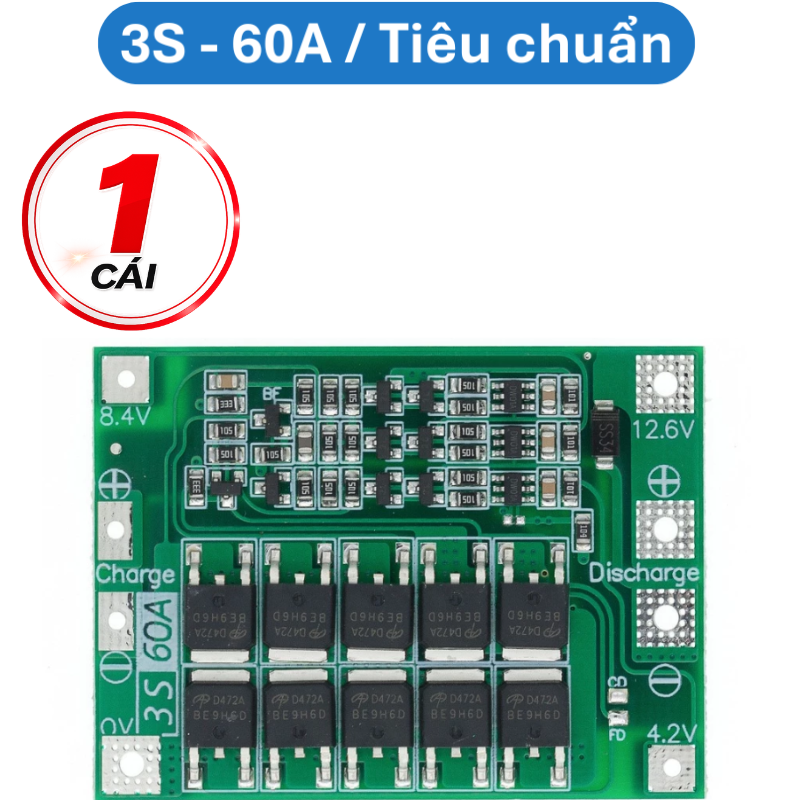 Mạch sạc bảo vệ pin Lithium 3S/4S 40A 60A 18650 BMS 11.1V 12.6V/14.8V 16.8V