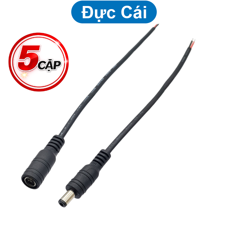 Jack nguồn dc 5.5x2.1 - Đực / Cái 20cm