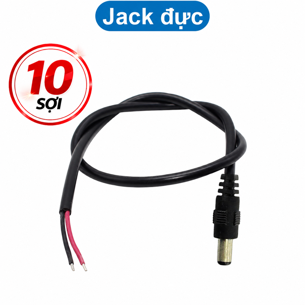 Jack nguồn dc 5.5x2.1 - Đực / Cái 20cm
