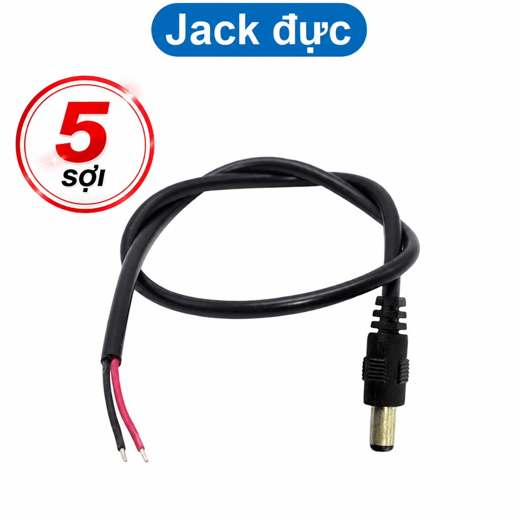 Jack nguồn dc 5.5x2.1 - Đực / Cái 20cm