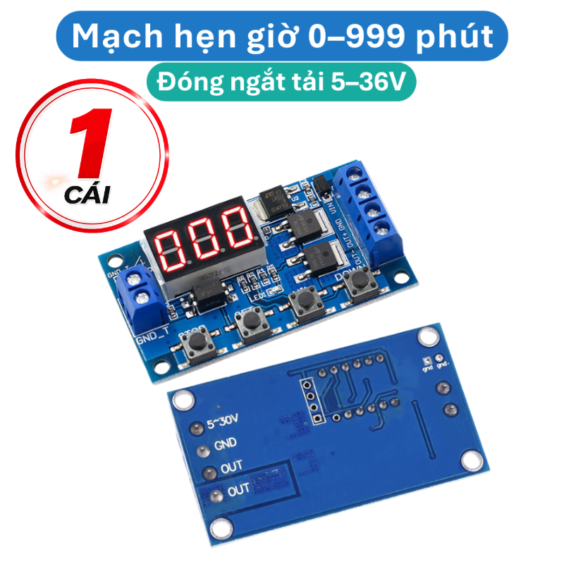 Mạch hẹn giờ 0 - 999 phút dùng Dual MOS, 5 - 36V đóng ngắt thiết bị