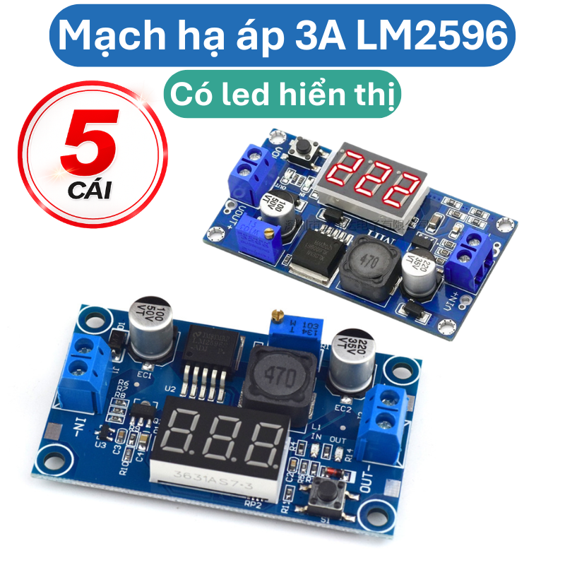 Mạch nguồn giảm áp, hạ áp 3A LM2596 DC - DC - Có Led hiển thị