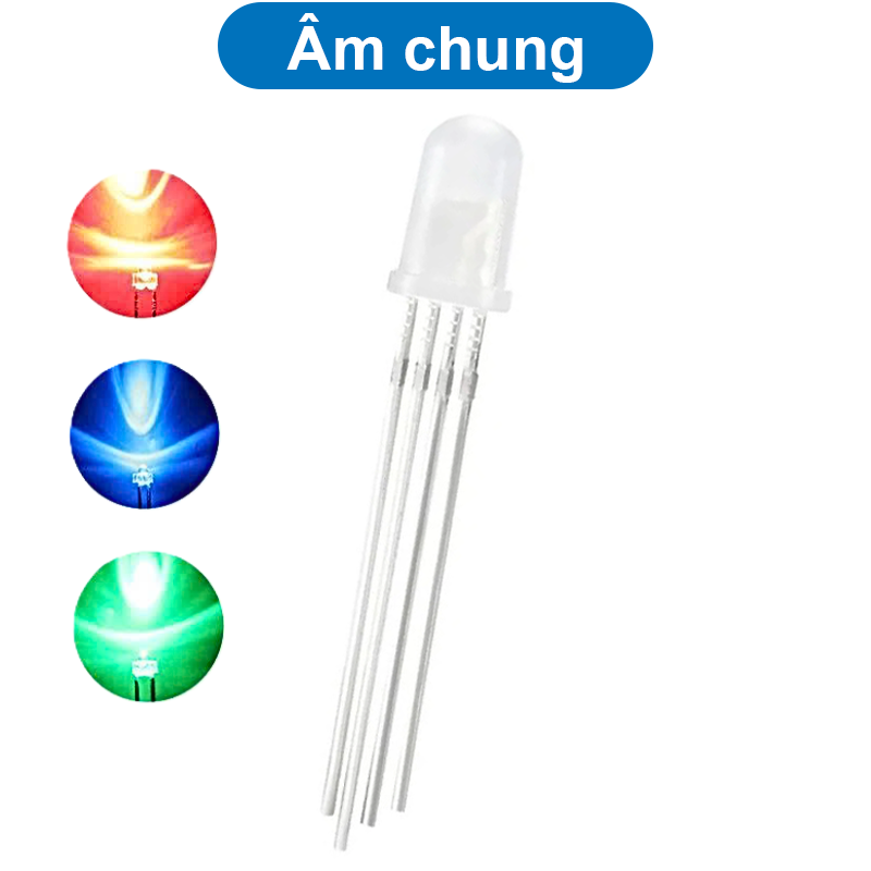 (10 Con) LED RGB 5mm đục âm chung / dương chung