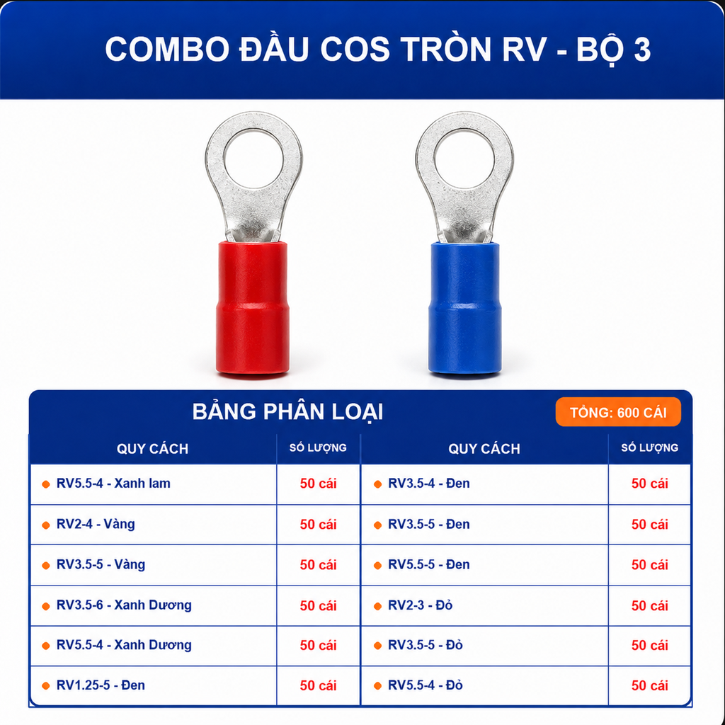 Combo Đầu Cos Tròn RV Nhiều Kích Thước - Chọn Bộ Combo