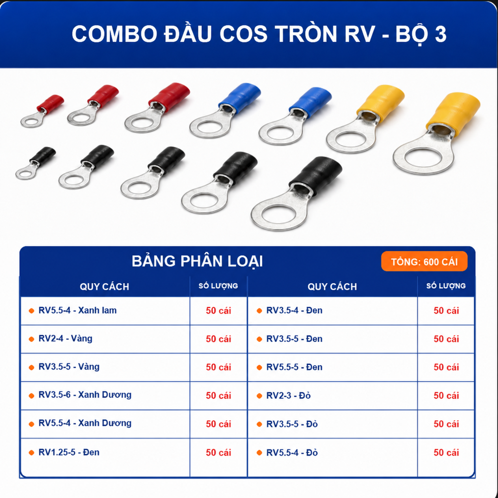Combo Đầu Cos Tròn RV Nhiều Kích Thước - Chọn Bộ Combo