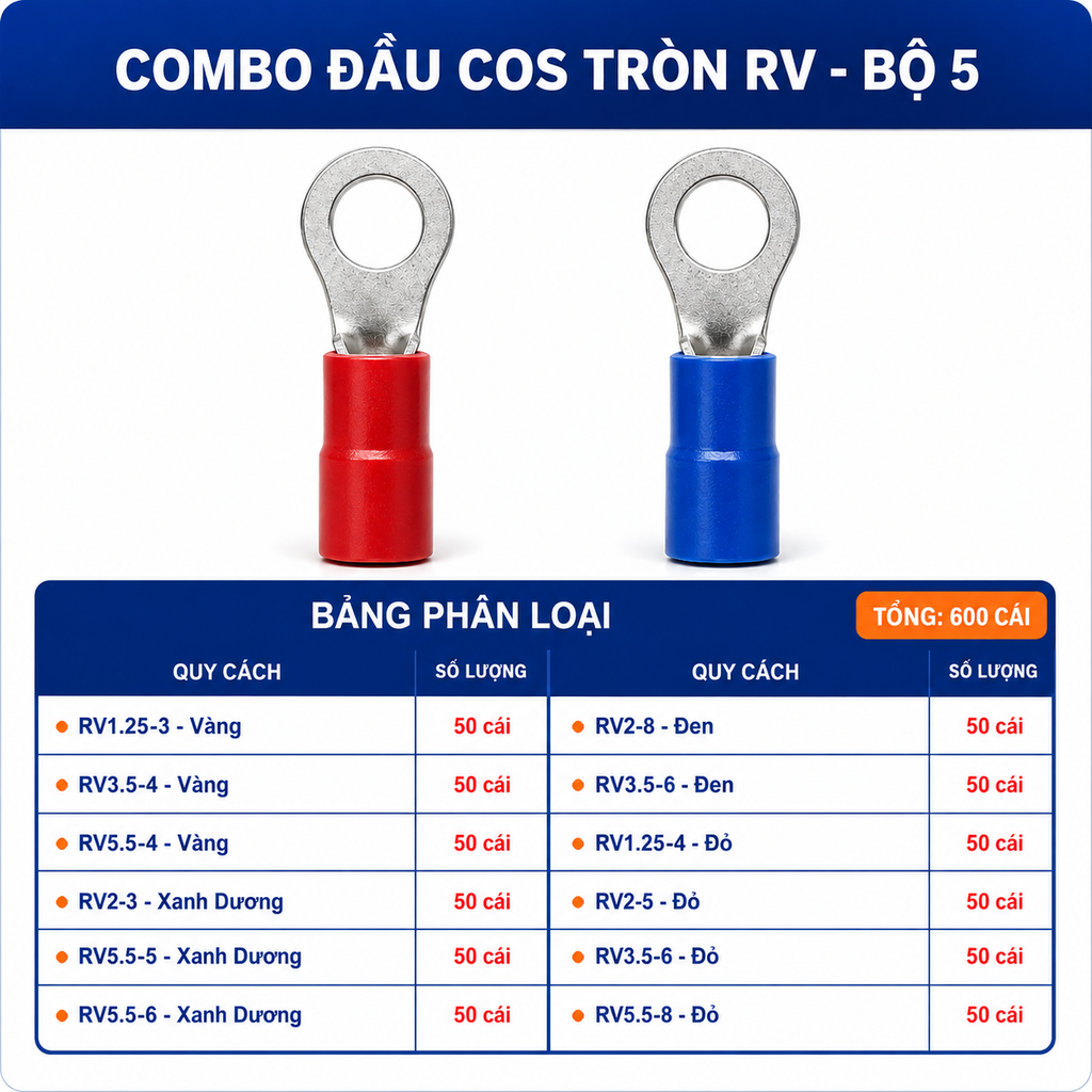 Combo Đầu Cos Tròn RV Nhiều Kích Thước - Chọn Bộ Combo
