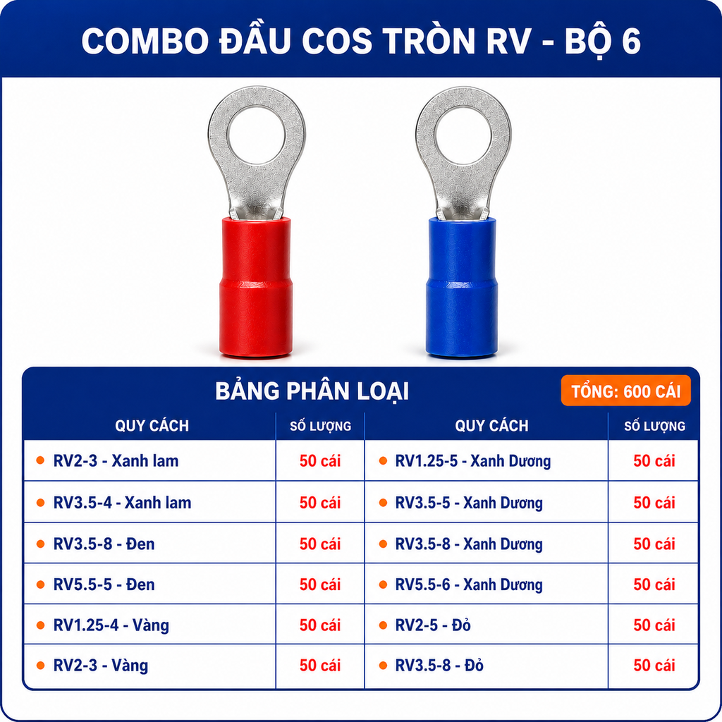 Combo Đầu Cos Tròn RV Nhiều Kích Thước - Chọn Bộ Combo