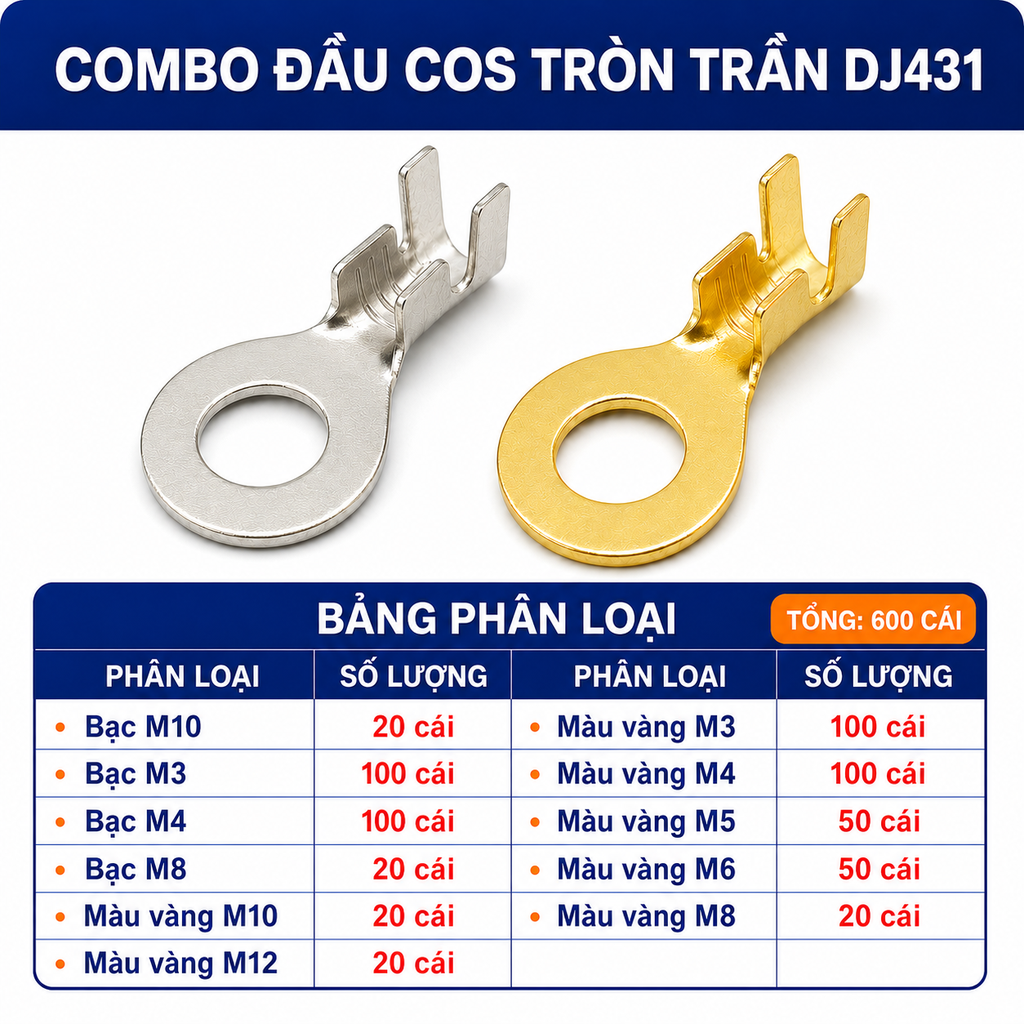 Combo Đầu Cos Dây Điện Nhiều Loại - Chọn Loại Combo