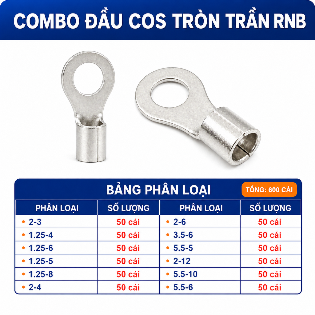 Combo Đầu Cos Dây Điện Nhiều Loại