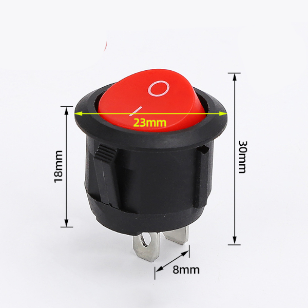 (2 cái) Công tắc bập bênh KCD1 hình tròn 6A - 250V lỗ khoét 20mm
