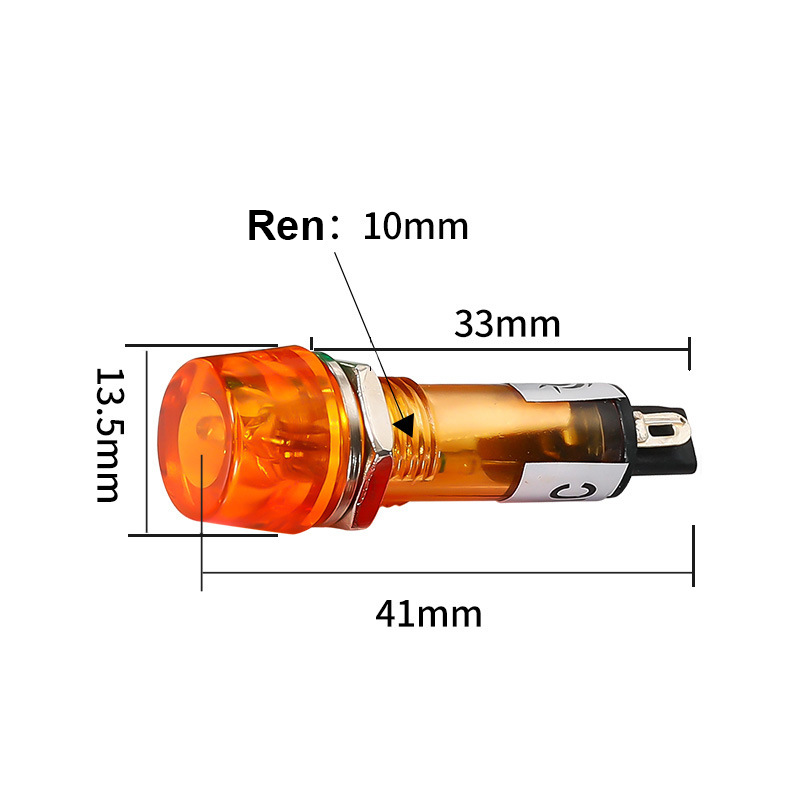 (2 cái) Đèn báo XD10 - 3 lỗ khoét 10mm điện áp 12V, 24V, 220VAC, 380VAC
