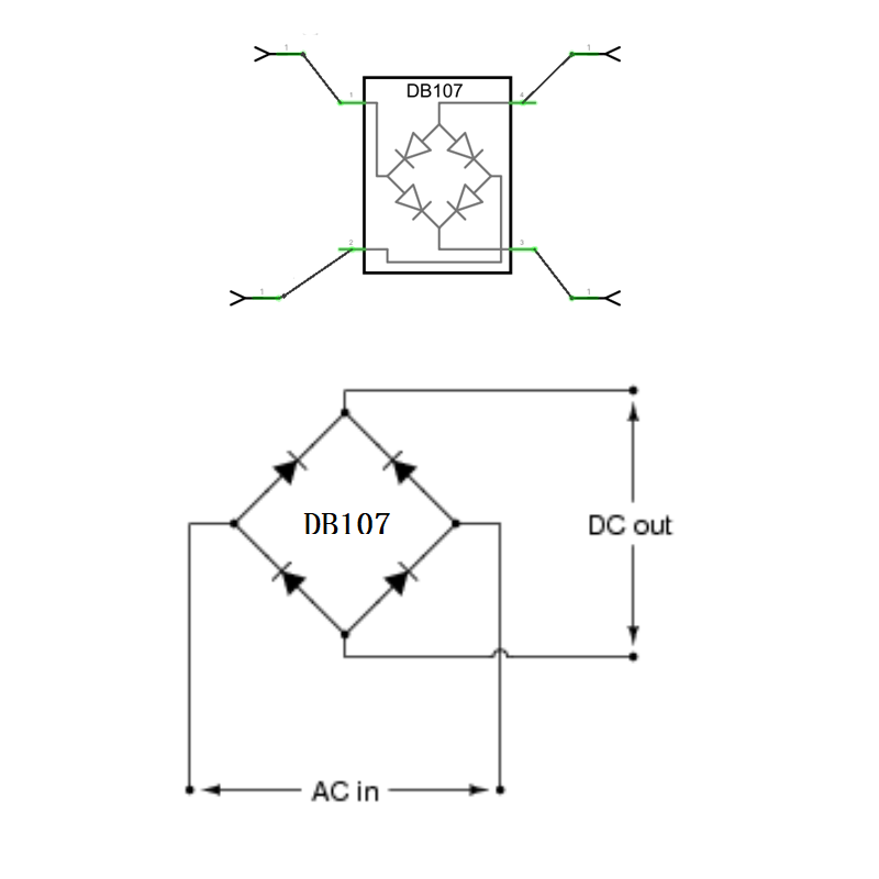 (5 con) Diode cầu chỉnh lưu DB107, DB107S 1KV 2A