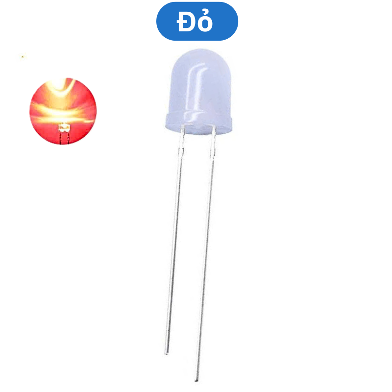 (5 Con) LED 10mm đục (đỏ/trắng/vàng/xanh lá/xanh dương)