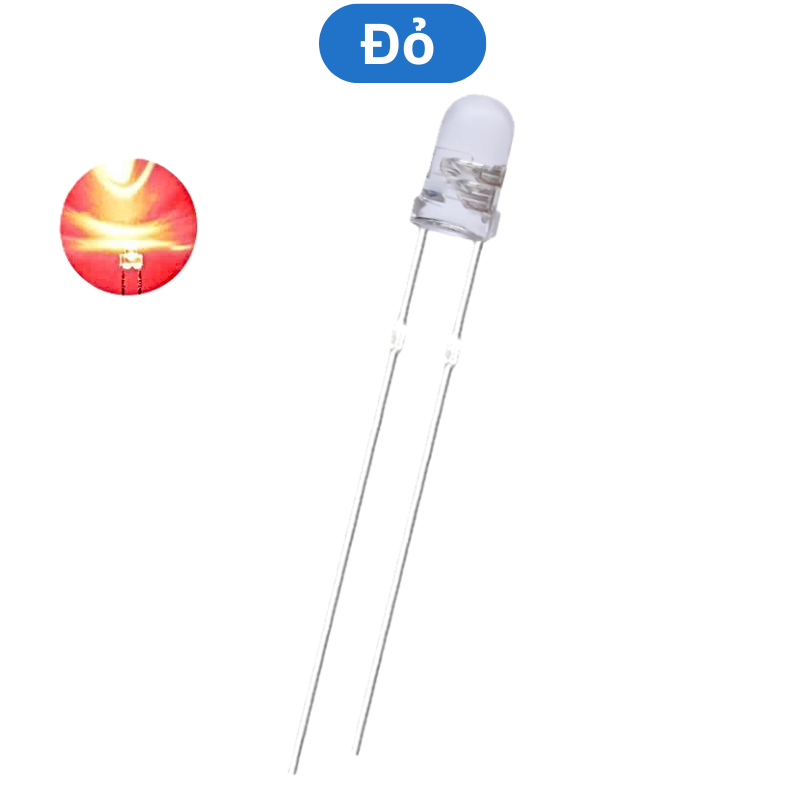 (20 Con) LED 3mm trong suốt (đỏ/trắng/vàng/xanh lá/xanh dương)