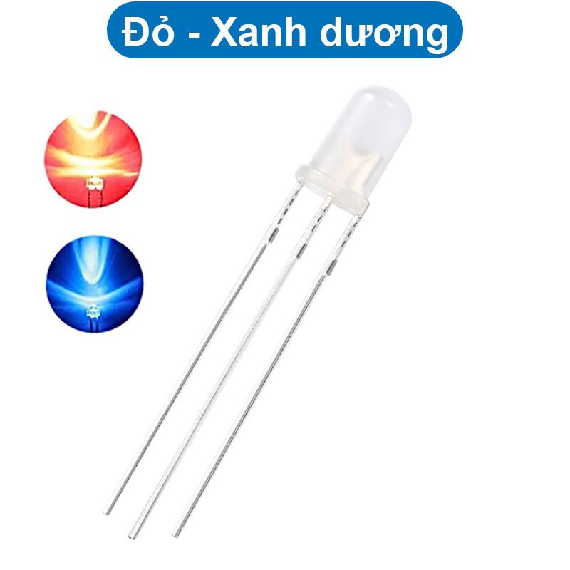 (10 Con) LED 2 màu 5mm đục dương chung