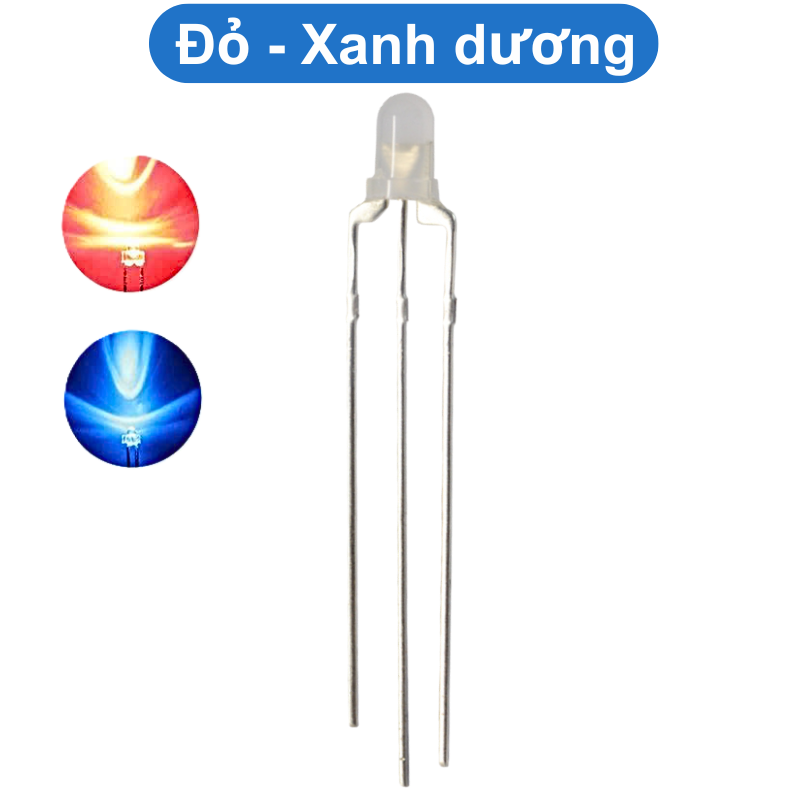 (10 Con) LED 2 màu 3mm đục dương chung