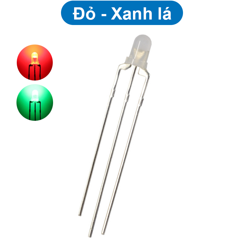 (10 Con) LED 2 màu 3mm đục âm chung