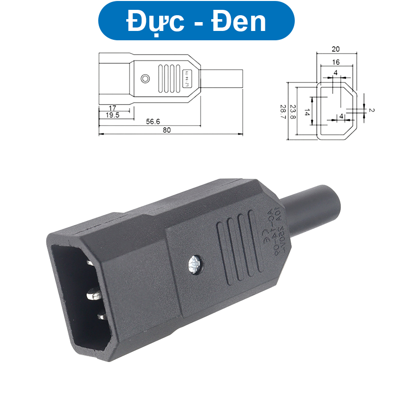 Đầu nối nguồn AC vặn vít dây chịu tải tốt cho máy móc thiết bị điện
