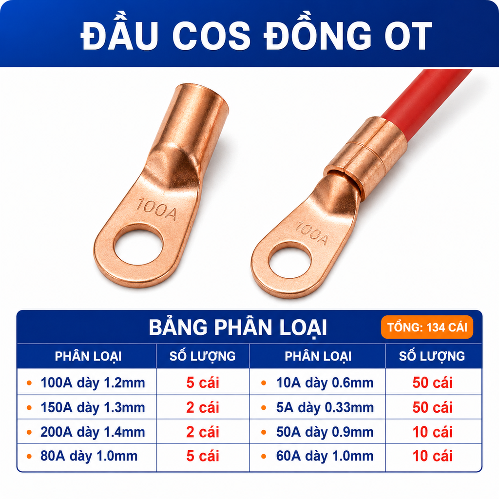 Combo Đầu Cos Dây Điện Nhiều Loại - Chọn Loại Combo
