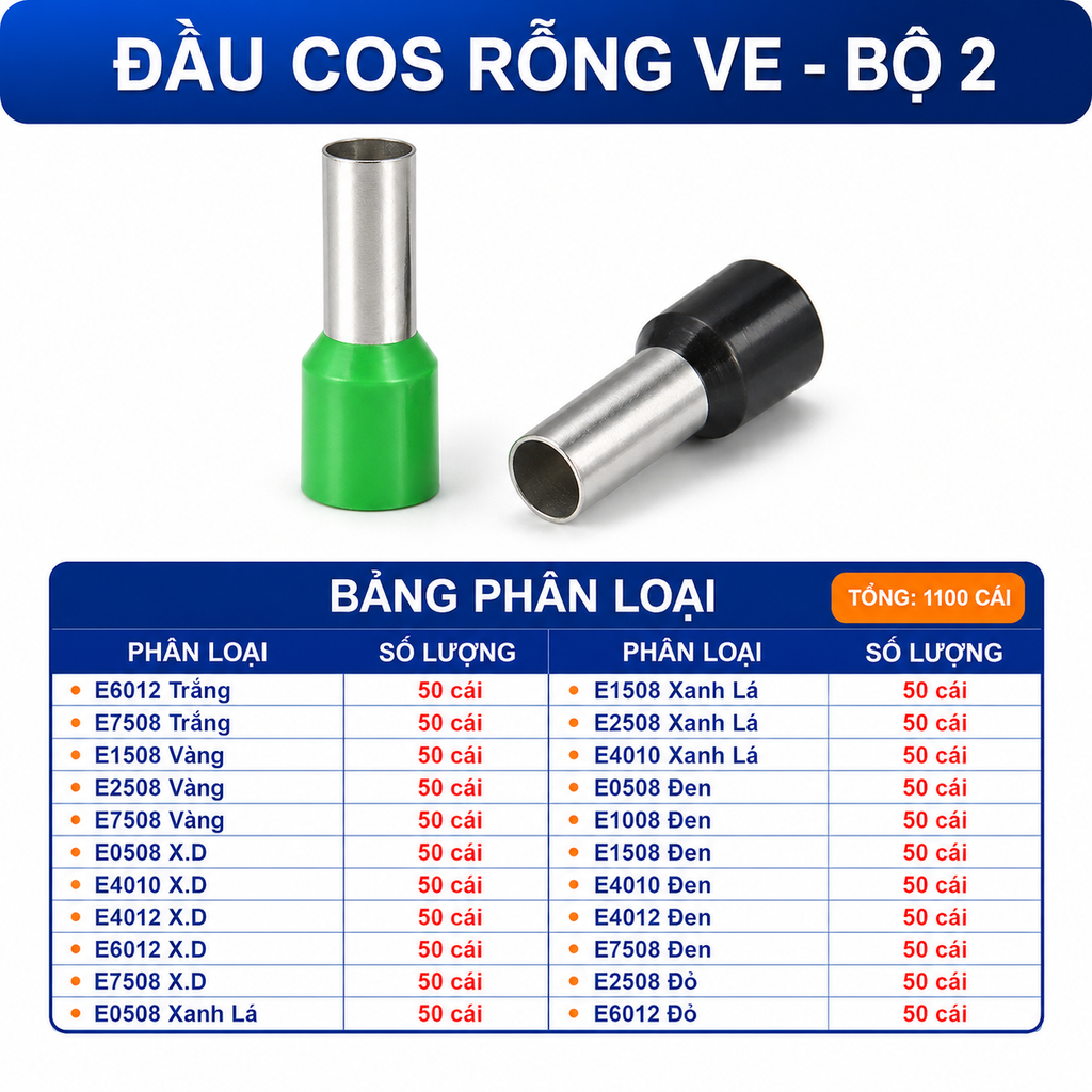 Combo Đầu Cos Rỗng VE Nhiều Kích Thước, Nhiều Màu - Chọn Bộ Combo