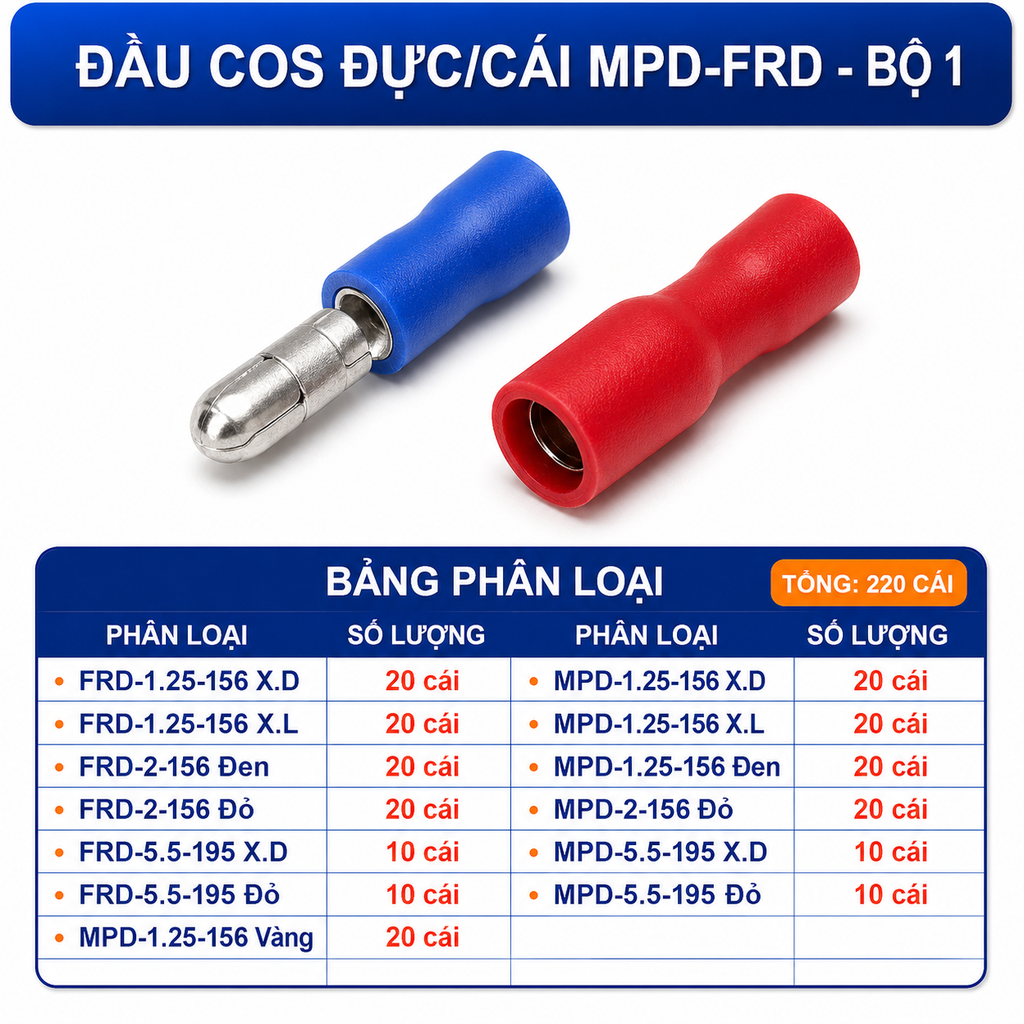 Combo Đầu Cos Đực Cái MPD FRD Nhiều Kích Thước - Chọn Bộ Combo