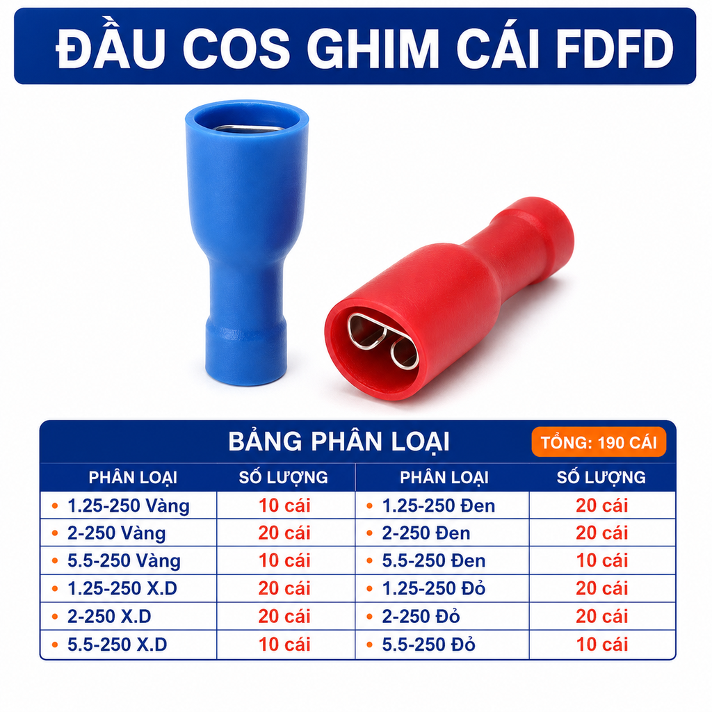 Combo Đầu Cos Dây Điện Nhiều Loại - Chọn Loại Combo