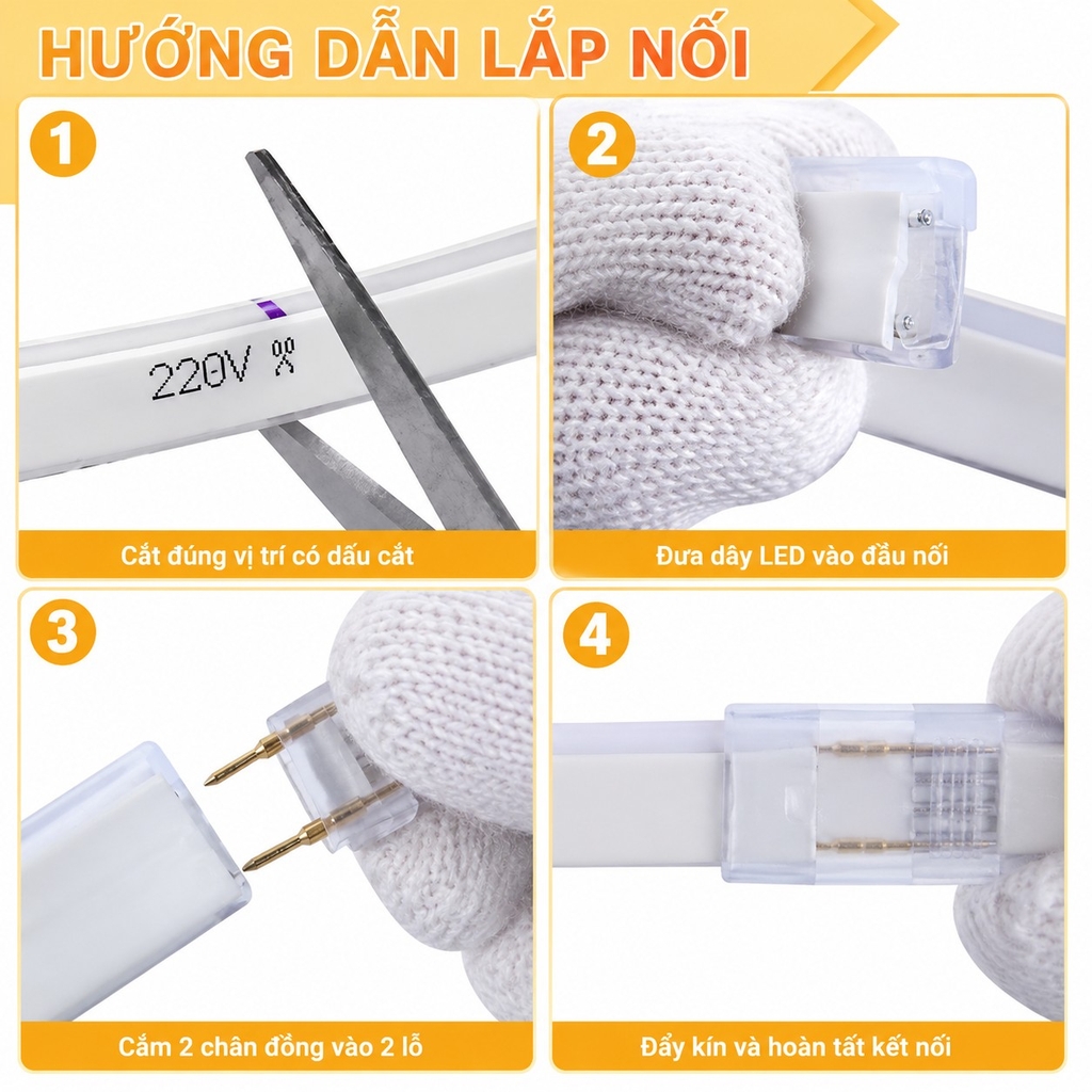 Dây đèn Led trang trí 220V, đã gồm nguồn, Dây Led chống nước, trang trí quấn cây, hắt trần, lễ Tết