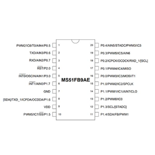 IC Nuvoton MS51FB9AE, TSSOP20