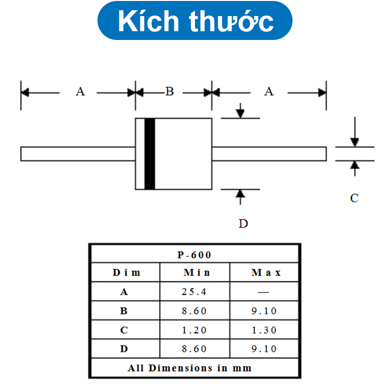 (2 con) Diode chỉnh lưu dòng lớn 1KV 6A10, 10A10, 20A10