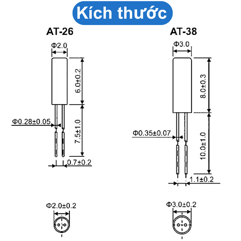 (2 cái) Thạch anh dao động tần số 32.768kHz dạng ống chân cắm